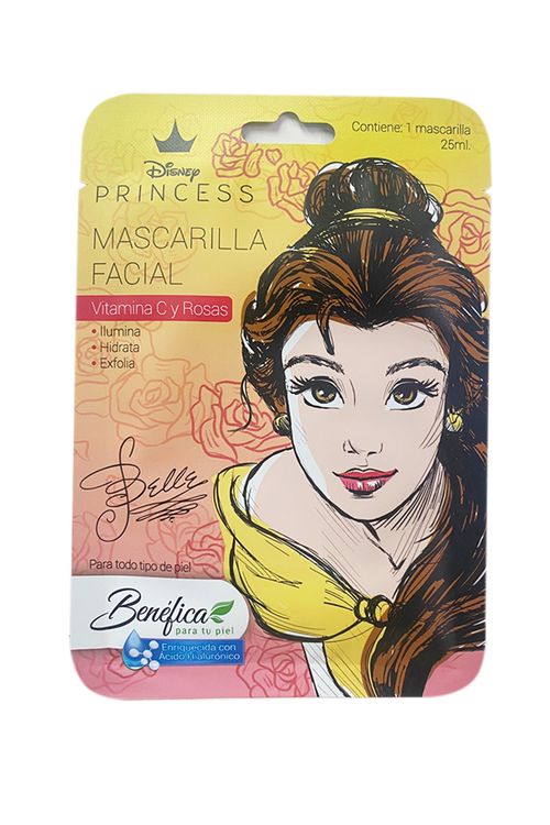 Mascarilla Facial Disney Princesas Bella Benéfica Vitamina C Y Rosas 25ml