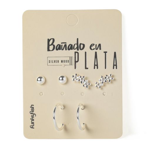 Set De Aretes Bañados En Plata