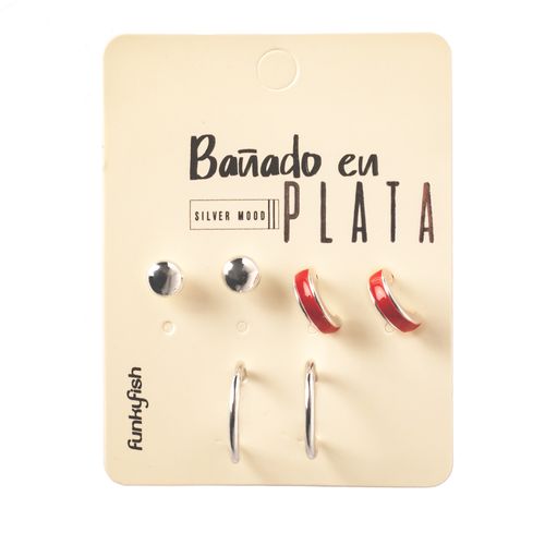 Set De Aretes Bañados En Plata 01518