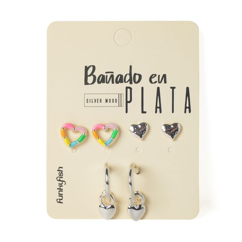 Set De Aretes Bañados En Plata 01525