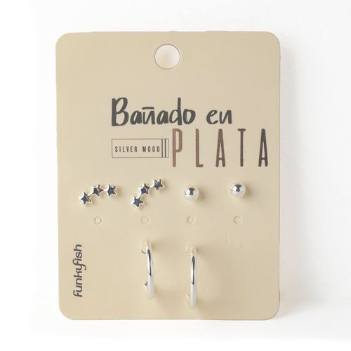 Set De Aretes Bañados En Plata 01522