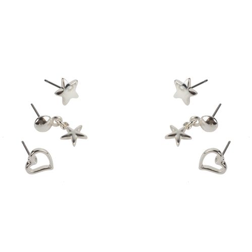 Trio De Aretes Con Baño Plata 91