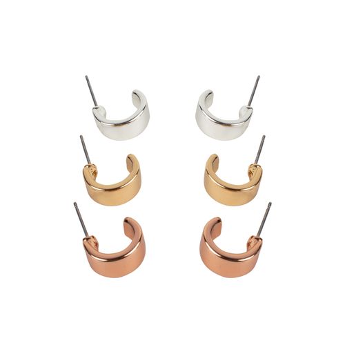 Trio De Aretes Con Baño Oro Y Plata 35