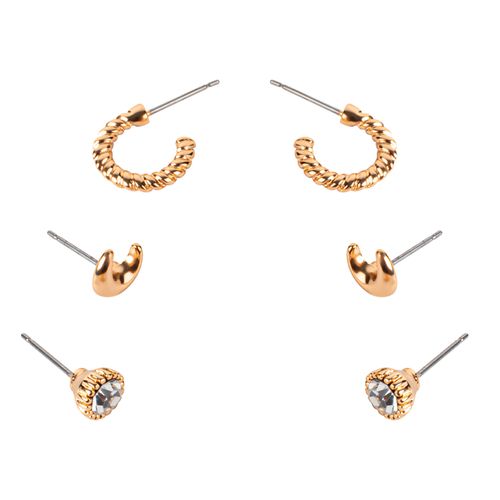 Trio De Aretes Con Baño Oro 31