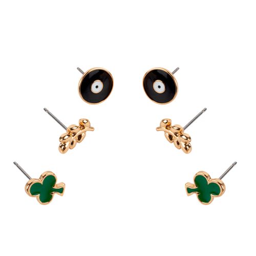 Trio De Aretes Con Baño Oro 29