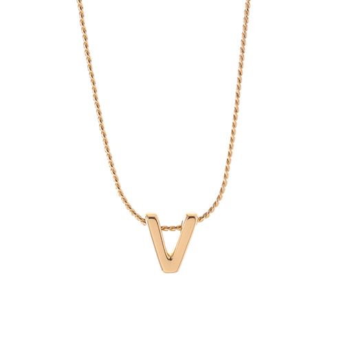 Collar Letra "V" Bañado En Oro 768