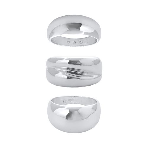 Set De Anillos Bañado En Plata