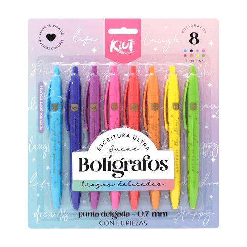 Blister Boligrafos Kiut Colores X8