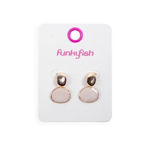 Aretes Dorados con Piedra Blanca Funky Fish