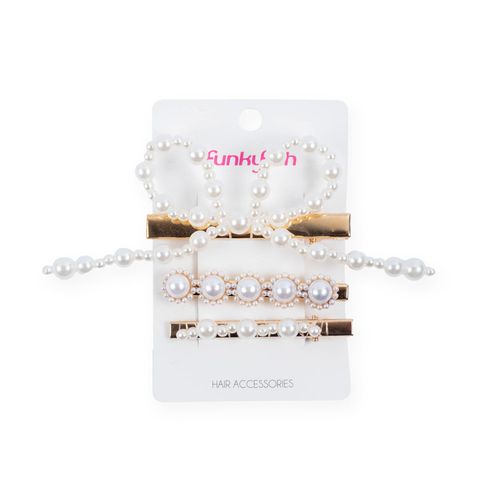 Set de Ganchos Dorados con Perlas Funky Fish