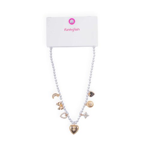 Collar de Perlas con Charms Dorados Funky Fish