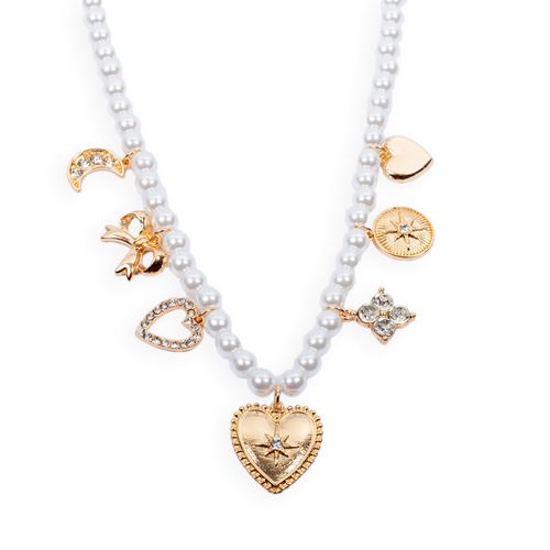 Collar de Perlas con Charms Dorados Funky Fish