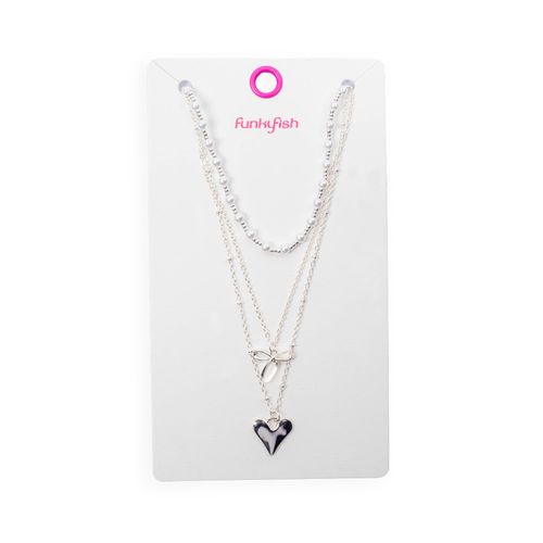 Collar Corazon  Plateado Funky Fish
