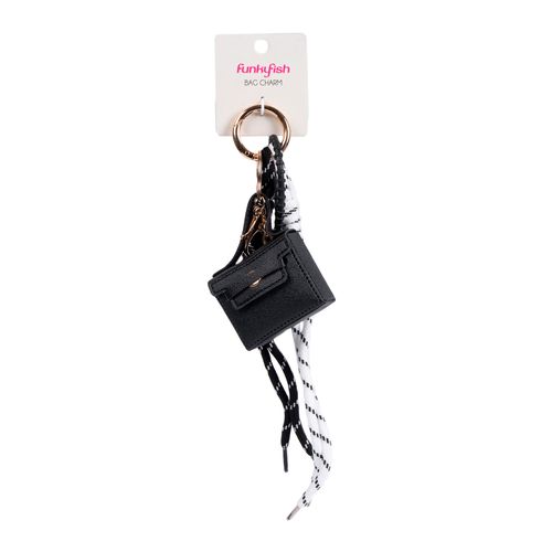 Black Mini Bag Charm Funky Fish