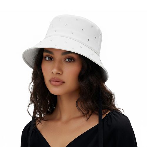 Bucket Hat White Shine Funky Fish