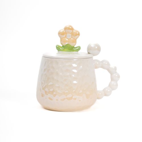 Taza con Tapa Flor Naranaja Funky Fish