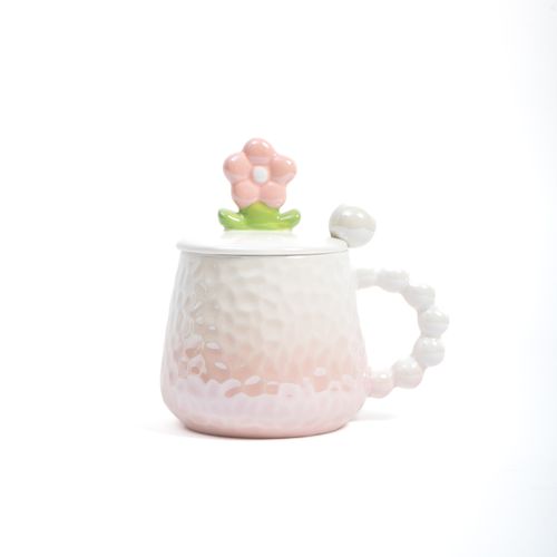 Taza con Tapa Flor Rosada Funky Fish