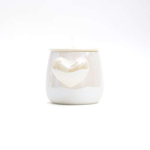 Taza Corazón Beige con Tapa Funky Fish