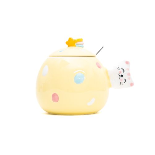 Taza Redonda Amarilla con Gato Funky Fish