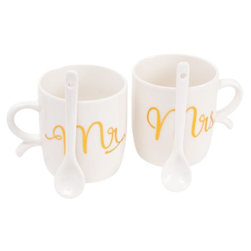 Tazas Blancas Mr & Mrs Funky Fish