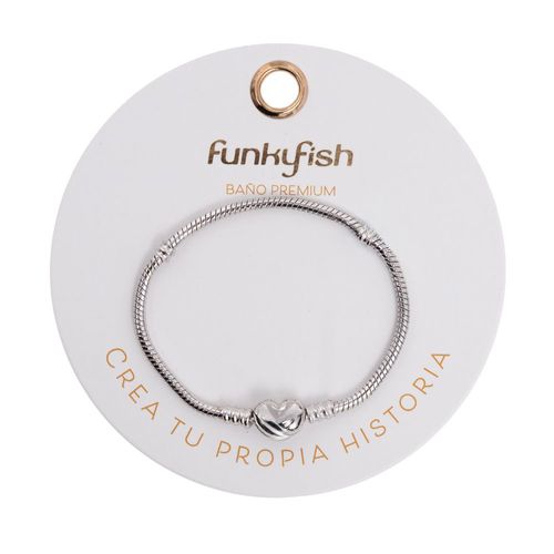 Pulsera Broche Corazón Plateado Talla 17 Funky Fish