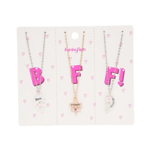 Set Collares Funky Fish Plateado Puzzle Heart