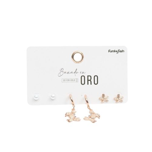 Set De Aretes Bañado En Oro Ocean Party