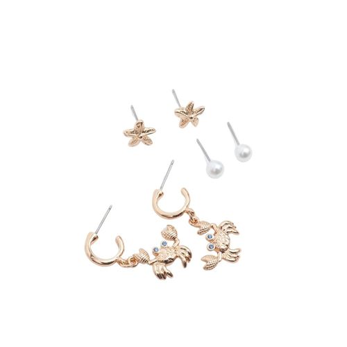 Set De Aretes Bañado En Oro Ocean Party