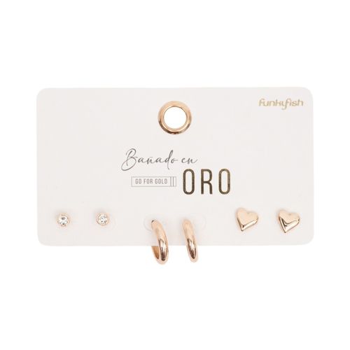 Set De Aretes Bañado En Oro Pure Love