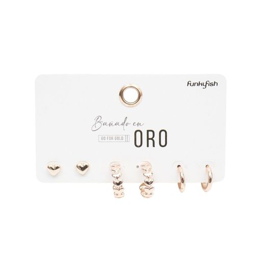 Set De Aretes Funky Fish Bañado En Oro