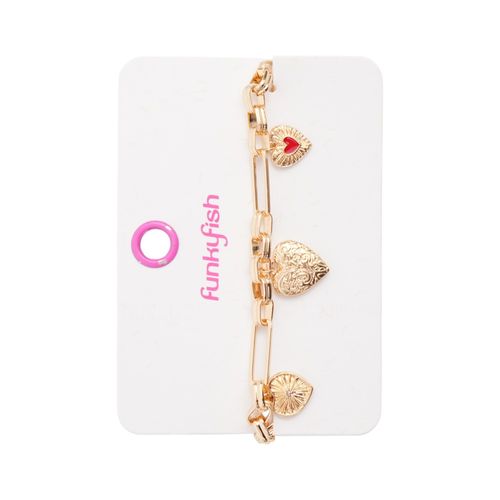 Pulsera Funky Fish Dorado Heart Charms