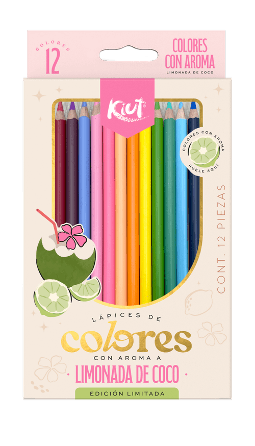 CAJA COLORES KIUT CON AROMA LIMONADA DE COCO X12