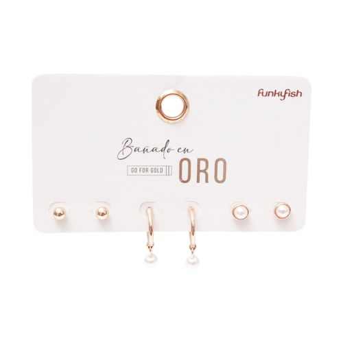 Set De Aretes Bañado En Oro