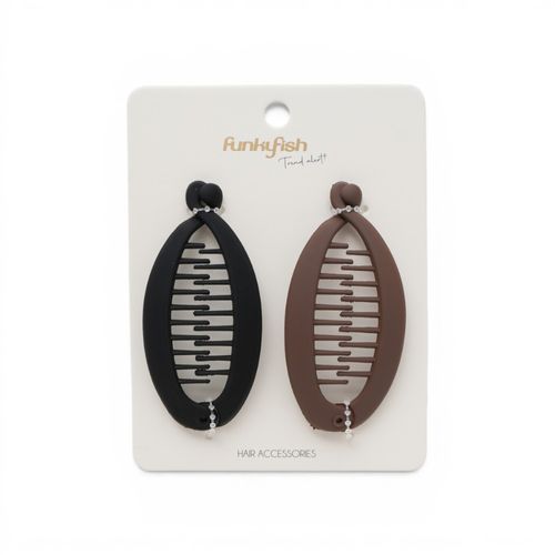 Accesorio De Pelo - Vinchas Set Of Matte Black And Brown Funky Fish