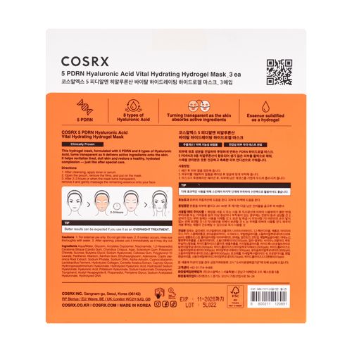 Cosrx 5 pdrn mask x 3 hyaluronic acid vital