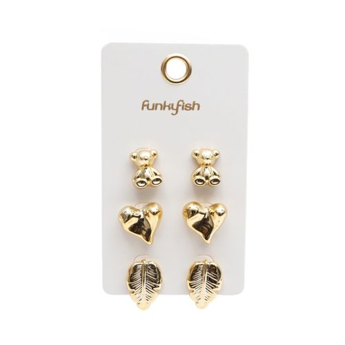Set de aretes funky fish dorado