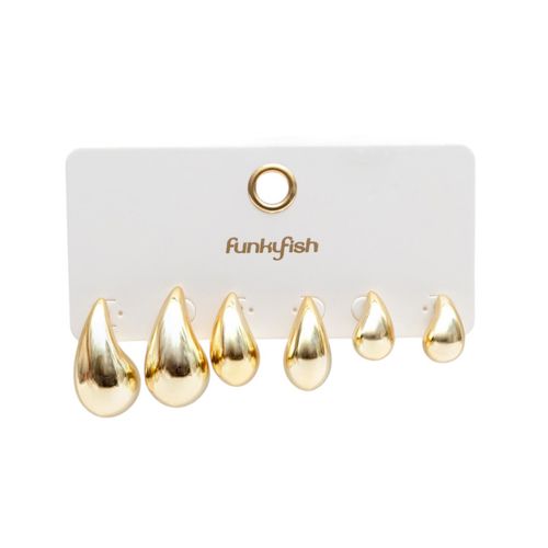 Set de aretes funky fish dorado