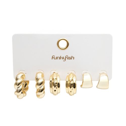 Set de aretes funky fish dorado
